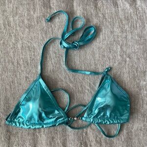 shein teal w faux pearl bikini top